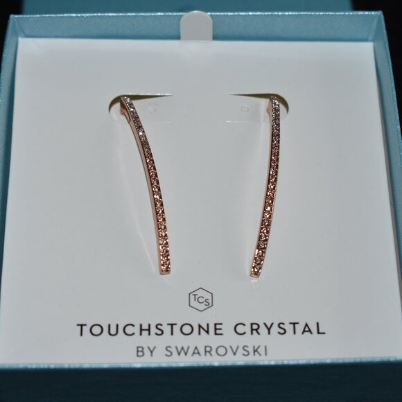 Touchstone Crystal by Swarovski Blush Bar Earrings 1291E New in box RARE! - Picture 1 of 5